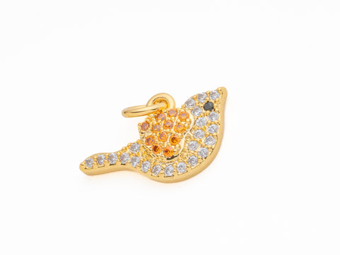 Gold Dove cz Charm, Peace Symbol Jewelry, Dove Sparkly bird charm, dove jewelry for love ones, 15mm, CPG2005