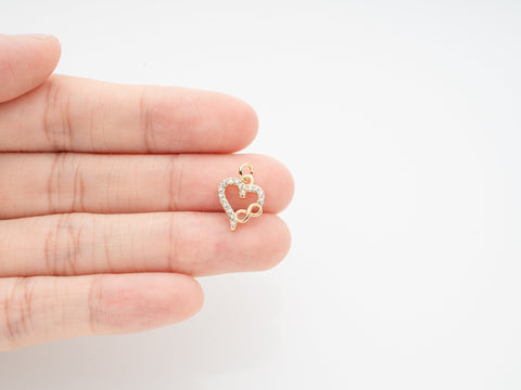 Gold cz infinity Heart Charm, infinity cz heart pendant, cz infinity pendant, heart infinity charm, cz heart charm, CPG1023