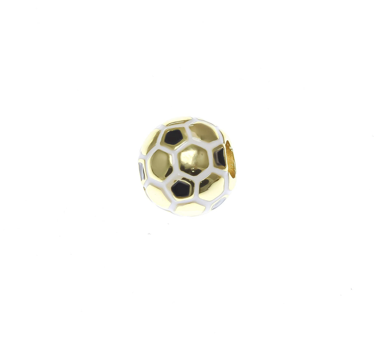 18k Gold Soccer Slider, White and Black Sports Charms, Gift For Soccer Players, Soccer Ball, Soccer ball Bead, 3D Soccer Ball Bead, SPG144