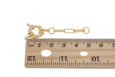 Gold Sailor Clasp Chain Extender,Gold Sailors Clasp With Paper Clip Extension Chain,Spring Ring Sailor Clasp,Spring Ring Round Clasp,CLG252