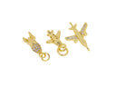 Gold Airplane Charm, Small Gold Rocket And Airplane,Charms For Jewelry Making,Necklace,Bracelet,Earrings CPG771-CPG2185-CPG2191