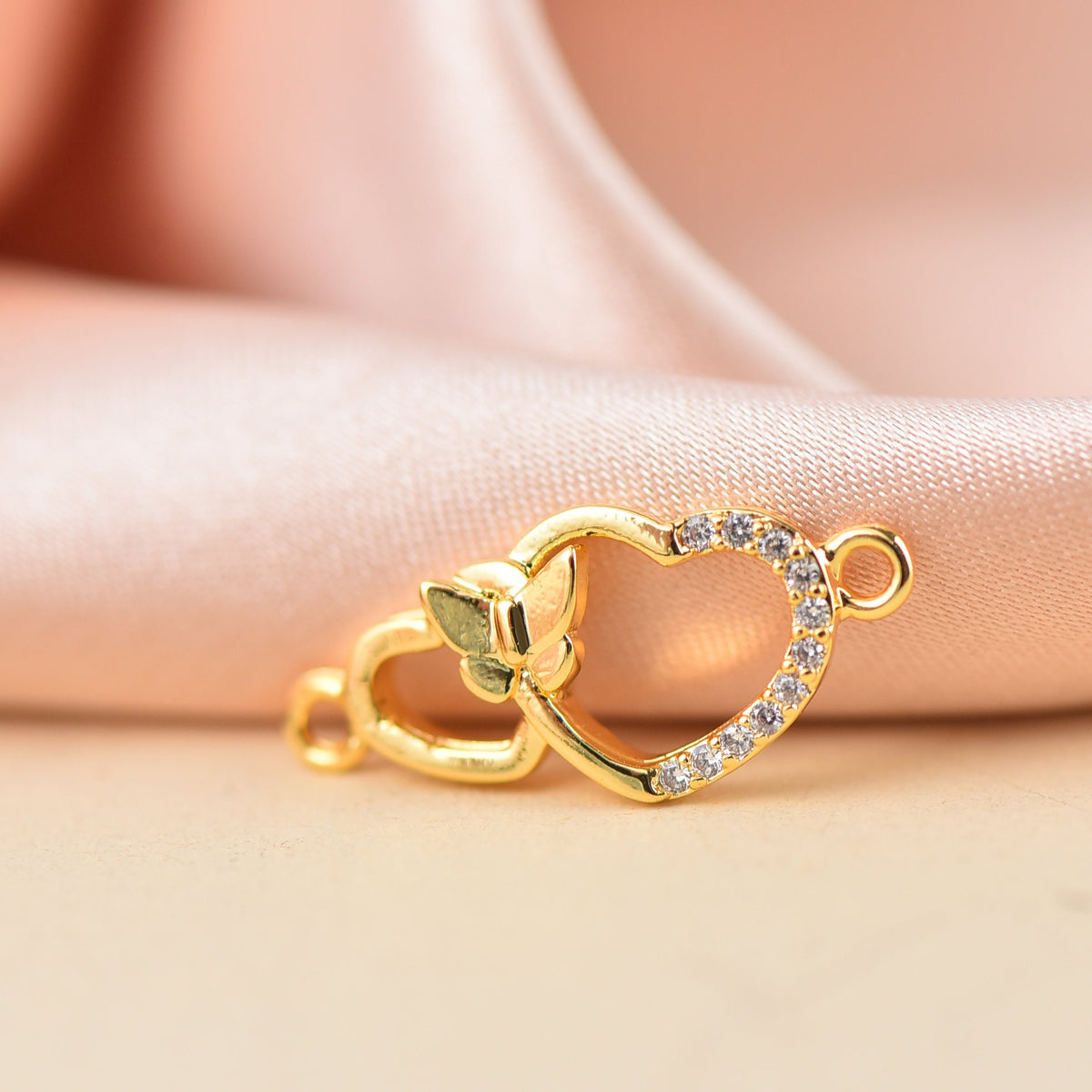 Butterfly Heart Connector Can Be Used For Necklace Or Bracelet , Micro Pave CZ Butterfly Heart Connector,  CNG037