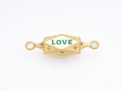 Gold Multi Side Drum Connector, Pave cz Amulet Connector, Amulet Love Connector, Ideal for Pendant Layering, Multi Surface, 23x10mm, CNG025