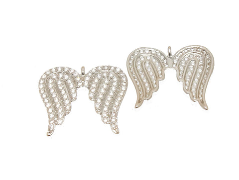 18k Gold Angel Wings, Micro Pave CZ Tiny Gold or Silver Angel Wings, Dainty Angel Wing for Charm, CPG2308, CPS2308