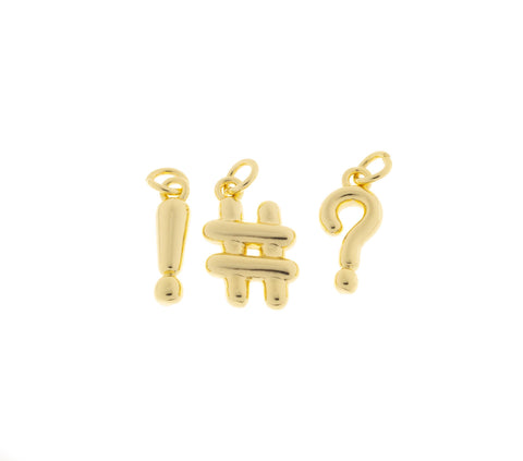exclamation Mark Charm,Hashtag Symbol Charm,Question Mark Charm,Small Hashtag Gold Sign,Dainty Symbol Signs,CPG1162,CPG1163-CPG1164