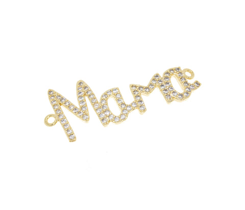 Mama Monogram Connector Charm For Bracelet,Monogram Mama Word Connector Bracelet Charm,Gold Mama Bracelet Charm,CNG032