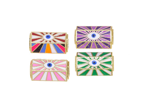 Talisman Tube Barrel Spacer Bead,Gold Talisman Evil Eye Spacer Bead ,Large Hole Spacer Bead For Leather Cord,Paracord Or Beads,SPG076