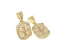 Cross Charm With Mother Of Pearl And Pave CZ,Oval Gold Cross Pendant With Mother Of Pearl Inlay,Religious Gold Jewelry,CPG611