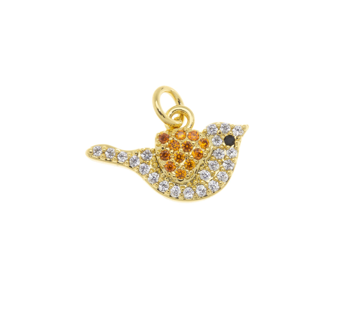 Gold Dove cz Charm, Peace Symbol Jewelry, Dove Sparkly bird charm, dove jewelry for love ones, 15mm, CPG2005
