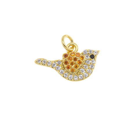 Gold Dove cz Charm, Peace Symbol Jewelry, Dove Sparkly bird charm, dove jewelry for love ones, 15mm, CPG2005