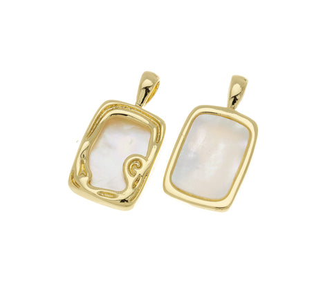 White Mother Of Pearl Pendant,Gold MOP Charm ,Dainty Mother Of Pearl charm,CPG303