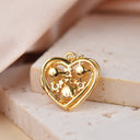 Micro Pave 14K Gold Over Brass Heart Charm, Pearl Charm, Mother Of Pearl Pendant, Flower Charm CPG219