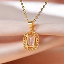 Gold Connector Charm For Necklace, CZ Connector Charm With Radiant Cut Stone In The Middle,CPG321