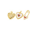 Timeless Dainty Heart Charms,Pave CZ Gold Heart Charms For Jewelry Making,Enamel And CZ Heart Charms,CPG1338-CPG2186-CPG2195