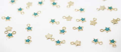 5 pcs of Gold Enamel Stars black, white, light yellow, turquoise, hot pink, baby pink, red, navy blue 5 pcs, 10 pcs, 50 pcs WHOLESALE CPG570