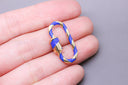 Navy/Gold Enamel 11x25mm Large Candy Cane Carabiner lock, Screw Clasp, Screw on Clasp,  CLG082