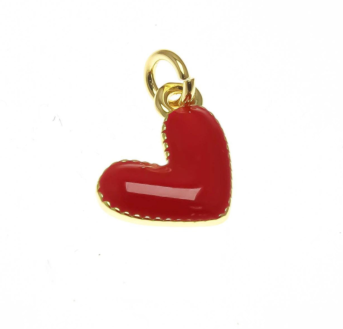 18k Gold Enamel Red Heart Charm For Necklace Or Earring Making. Gold Heart charm, Minimalist Gold Heart charm, Dainty Heart Charm, CPG2332