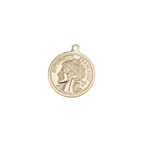 Gold French Coin Charm,Republique Francaice Coin Charm,Old French Republic Gold Coin Charm For Jewelry Making,CPG727