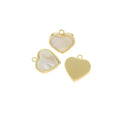 Heart Charm With White Mother Of Pearl,Gold Heart charm ,Dainty Heart charm,Heart Charm Gift For Her, CPG015