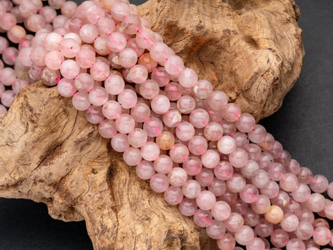 Madagascar Rose Quartz Round Beads, 6mm, 8mm, 10mm, 12mm, full strand, heart chakra, love and partnership, 6R011, 8R15, 10R09, 12R03