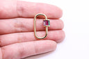 Gold or Silver Large Rainbow Baguette cz set U shape Carabiner Lock, Screw on Clasp,CLG117-CLS117