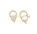 MOP Small Or Large Heart Clasp,Pave Heart Clasp,Gold Heart Lobster Claw Clasp,Large Lobster CZ Clasp With Mother Of Pearl,CLG308S-CLG308L