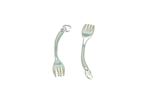 18k Gold or Silver Cutlery, Cutesy Forks or Spoons, Silver Spoon, Dainty Minimalist Charms, Great for Layering, CPG/S1370-71