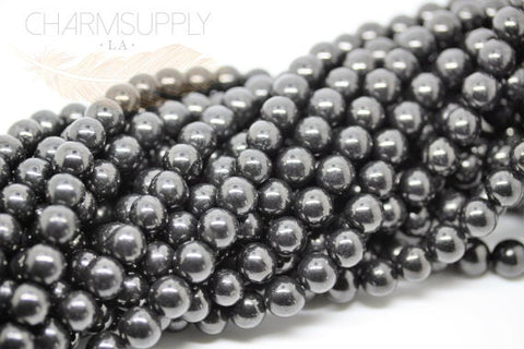 Natural Shungite Round beads 4mm, 6mm, 8mm,10mm,12mm,14mm,16mm FULL STRAND SP14-001