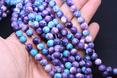 Galaxy Purple Hue round beads, 6mm, 8mm, Purple Sprinkle Color beads, Bubble Gum beads, 15.5 inches, Full Strand, WHOLESALE