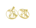 Giraffe Pendant Under African baobab Tree ,Large Giraffe Gold Charm,African Safari Giraffe Charm,CPG592