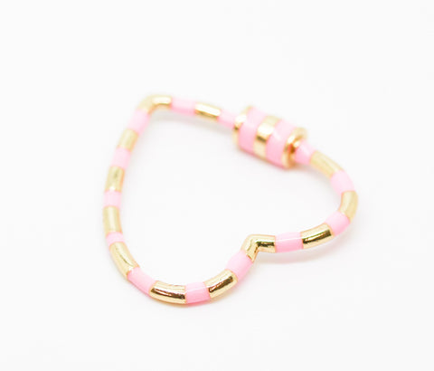 Baby Pink Enamel Heart Screw on Clasp, 1 pc, 5 pcs, 10 pcs, WHOLESALE CLG107