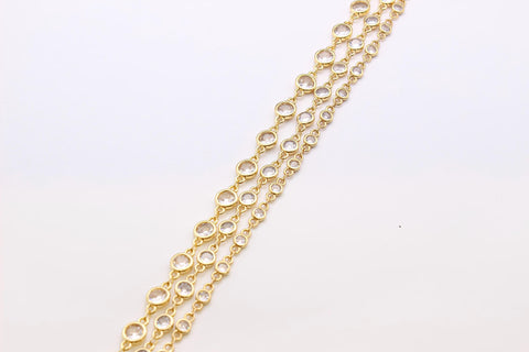 18k Gold Or Silver Plated  CZ Diamond by the ft Round Shape Chain, CZ Pave, for Necklace/Bracelet, 4, 5, or 6 mm, CHG1063-1065