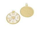 18k Gold Compass Charm or Pendant, Medallion Charm, Travel Charm, North Star Charm, Dainty CZ Compass Pendants, CPG1667,CPG1668
