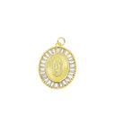Gold Guadalupe Charm With Baguettes ,Nuestra Senora De Guadalupe Charm,Christian Jewelry Charms,Guadalupe Charm For Necklace Making,CPG677