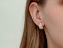Teardrop Earrings, CZ Set hoops Shell Pearl embellishments on outside ring, Gold earrings, Pearl Earings, Gifts, Bridal jewelry, ERG384