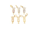 Gold Cocktail Drink Glass Cup Charm With Straw And Tropical Flower,Pave Set With Clear And Color CZ,CPG1461