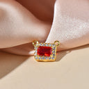 Gold Connector Charm For Necklace, CZ Connector Charm With Radiant Cut Stone In The Middle, CNG003-CNS003