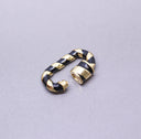 Black/Gold Enamel 13x19mm Small Candy Cane Carabiner lock, Screw Clasp, Screw on Clasp, CLG084