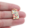 18k Gold CZ Bezel Set Shiny Rectangle Red Butterfly Mosaic Charm, Everyday wear Dainty Charm, Minimalist Jewelry, Artsy, CPG1599