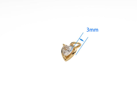 Gold Small Dainty CZ Heart Charm, cz heart trinket, Minimalist Heart, CZ Heart jewelry, little cz heart charm, 6mm, CPG1025