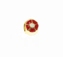 18k Gold Red Flower Spacer, White and Red Bead Spacer Bead, Thick Band Spacer For Jewelry, SPG101
