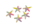 Starfish Dainty Gold Charm,Rainbow Gold Pave Colorful Happy Starfish Charm,Nautical Starfish Charm, WHOLESALE,CPG420