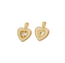 Gold Puff Heart Charm,Puff Heart Charm With CZ,Heart Charm For Jewelry Making,Fluted Heart Charm,Ribbed Puff Heart Pendant,CPG2460