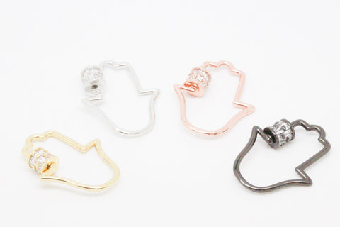 CZ Hand Screw Hamsa hand clasp, gold, silver, rosegold, gunmetal, WHOLESALE,CL232