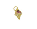 18k Gold Ice Cream Cone Charm, Colorful Ice Cream Cone Charm, Charms for Kids, Super Sparkly Ice Cream Cone, Summer Charms, CPG1141