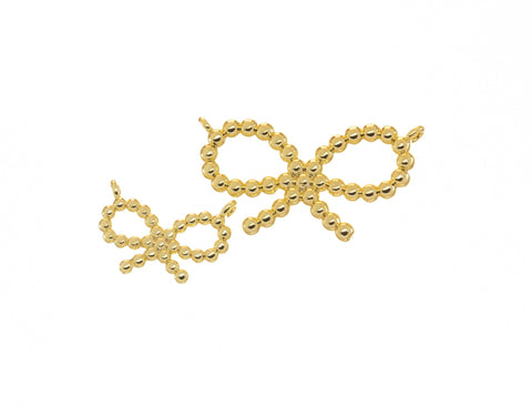 Ribbon Bow Tie Ball Connector Charm,Gold Ribbon Bow Tie Connector Charm,Bow Tie Ribbon  For Jewelry Making,CNG134-CNS135