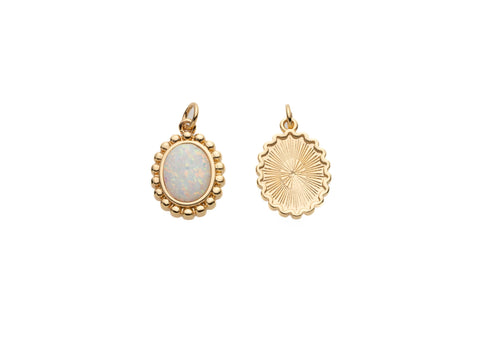 Pearled Opal Pendant, Vintage Look, Opal Pendant for Necklace, Gold Plated Opal Gemstone, CPG2056