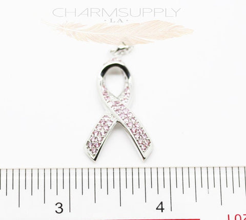 Breast Cancer Awareness  Ribbon Pendant Charm,Pink Ribbon Charm,CPS269