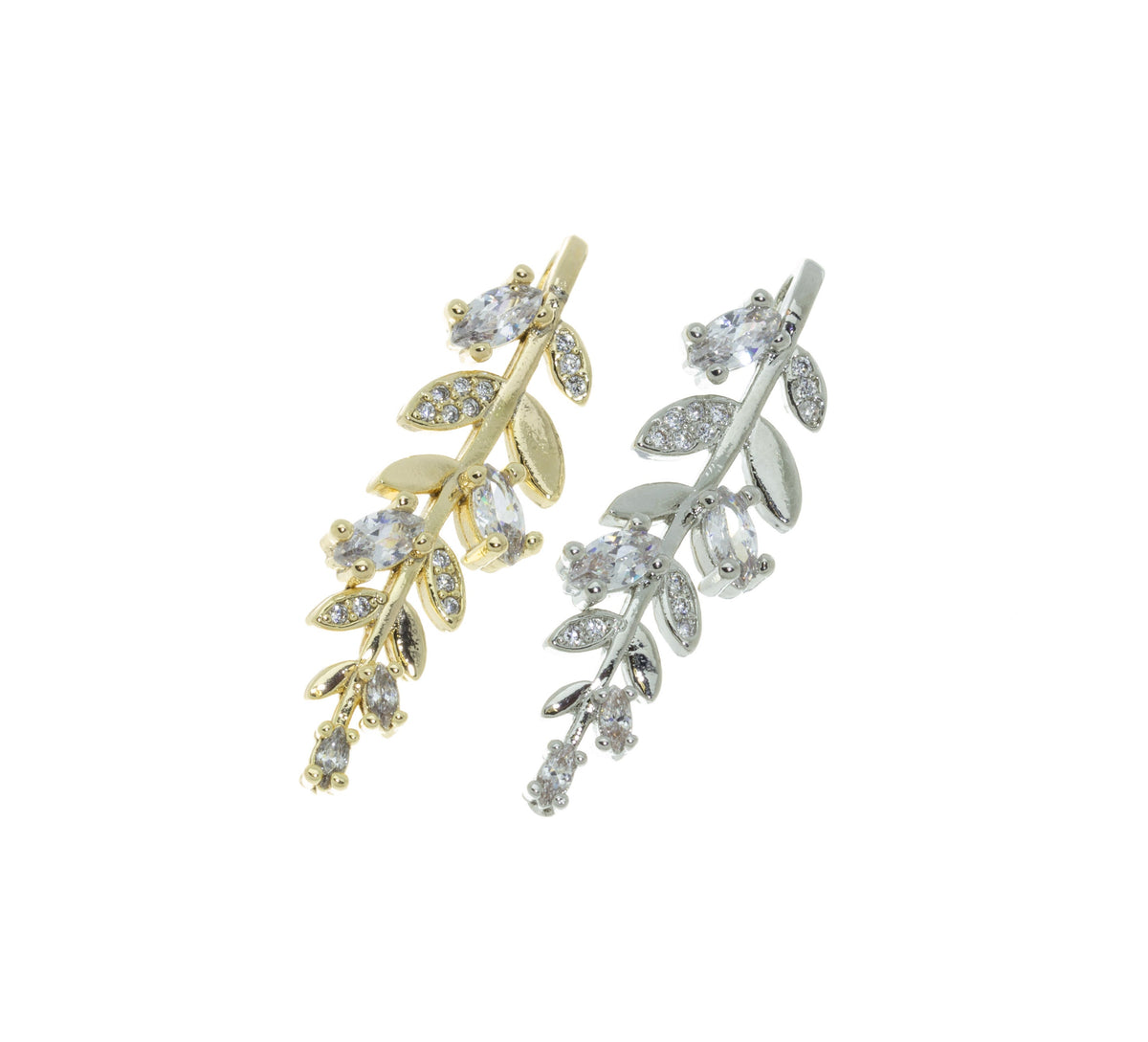Gold Leaf Charm,Vine Gold leaf, CZ Leaf Pendant,1pc Or 10 pieces,WHOLESALE,CPG275-CPS275