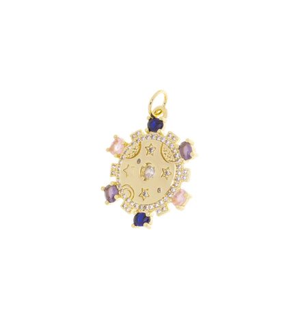 Gold  Star CZ Pendant,Star Gold Multi Color CZ Charm,Gold Celestial Star Necklace Charm,Jewelry Making Supply,CPG761